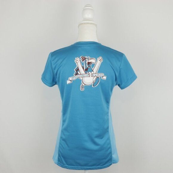 Broomfield Turkey Day 5K/10K Women's Small Blue Graphic V-Neck Short Sleeve Tee - Picture 3 of 7